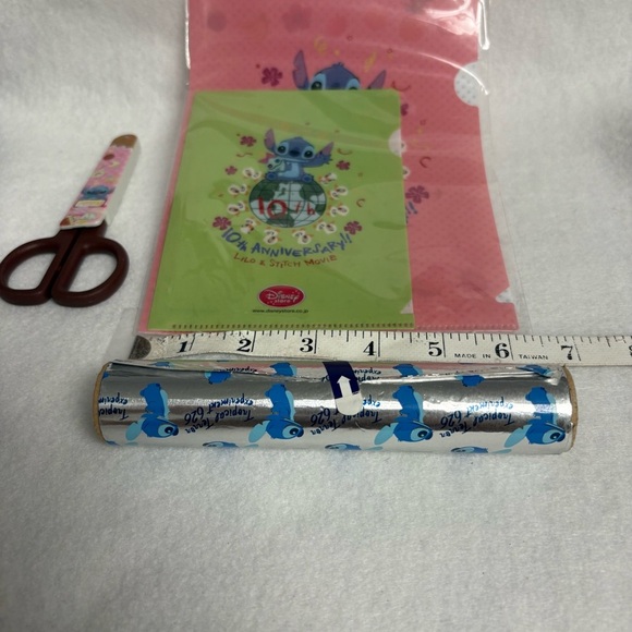 Set of 3 STITCH Scissors File Folders Green Pink Foil Roll Disney Japan - Picture 8 of 11